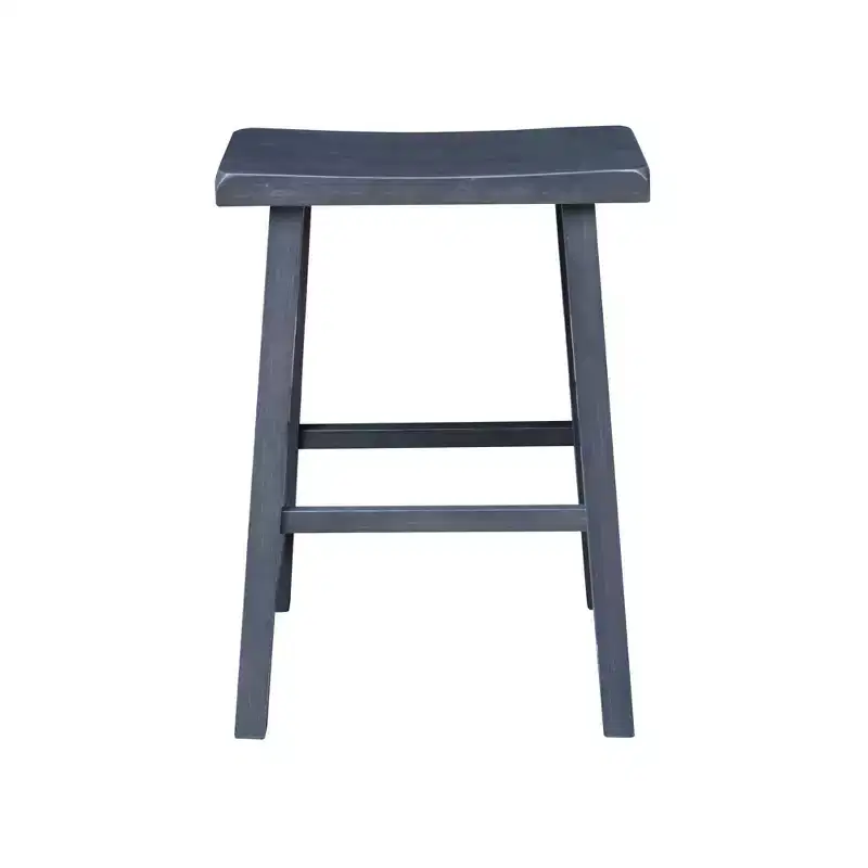 Counter Height Saddle Seat Barstool, Rubberwood, Backless & Armless, 24
