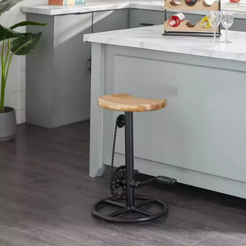 Olivia & May Industrial Metal Counter Height Barstool Brown: Round, Backless, Iron Frame, Fixed Height