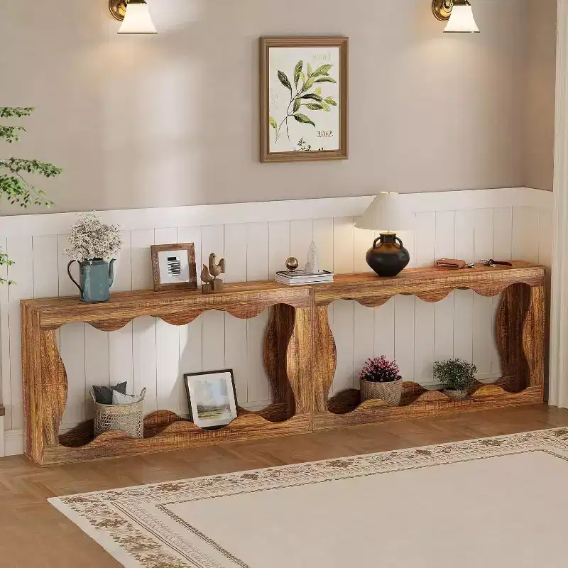 Farmhouse Console Table with Storage, Narrow Entryway Sofa Table for Hallway, Living Room, Wooden Industrial Accent Table, Sturdy Entry Table Stand