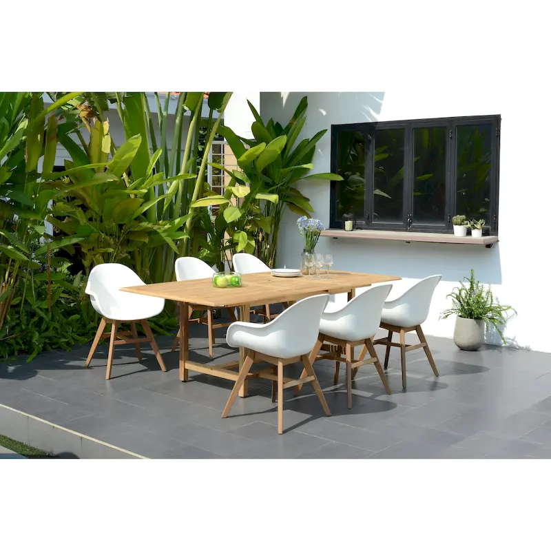 Amazonia Hawaii FSC Solid Teak 7 Piece Rectangular Outdoor Patio Dining Set