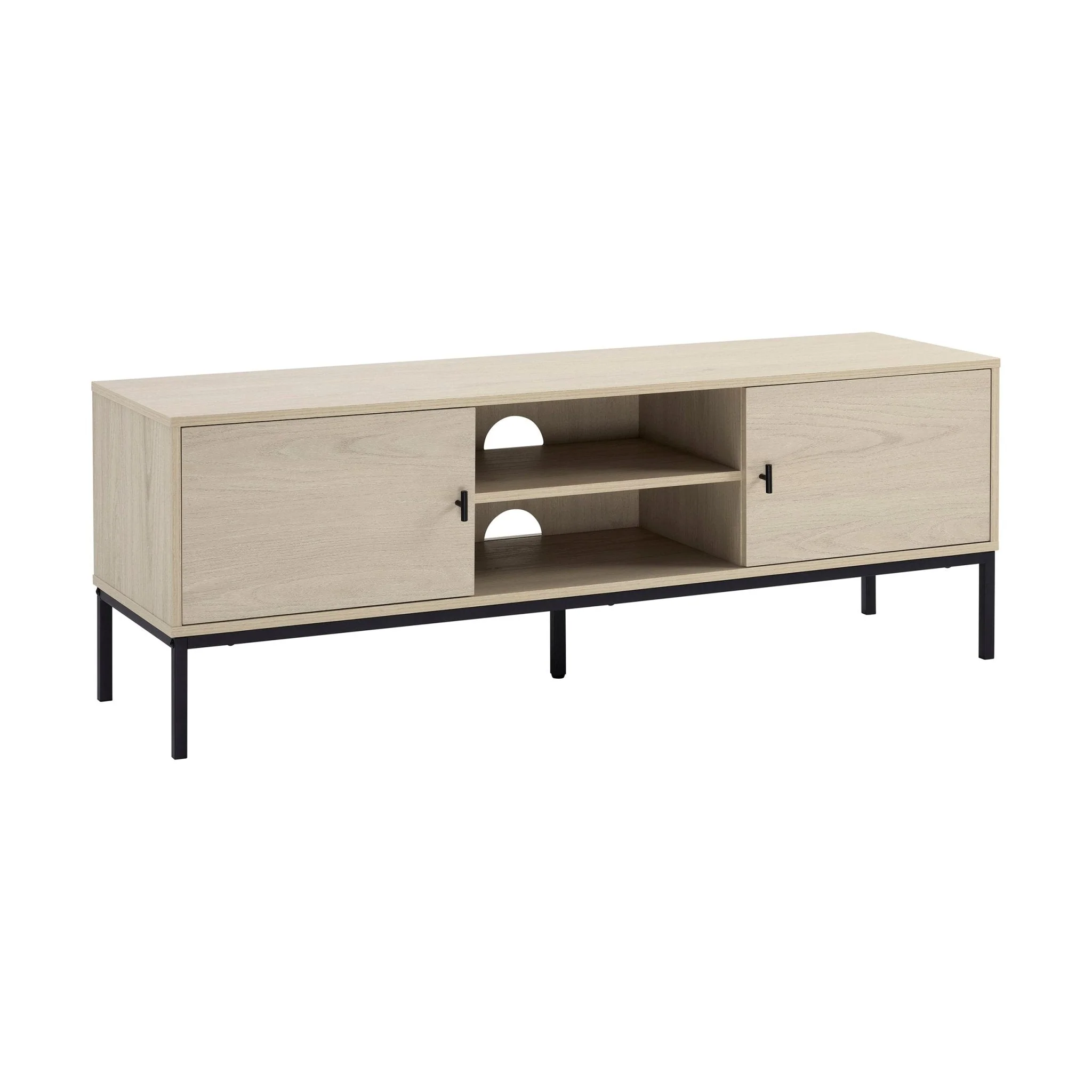 Scandi Light Wood TV Unit with Open Shelving for TVs up to 60 Inch for Living Room