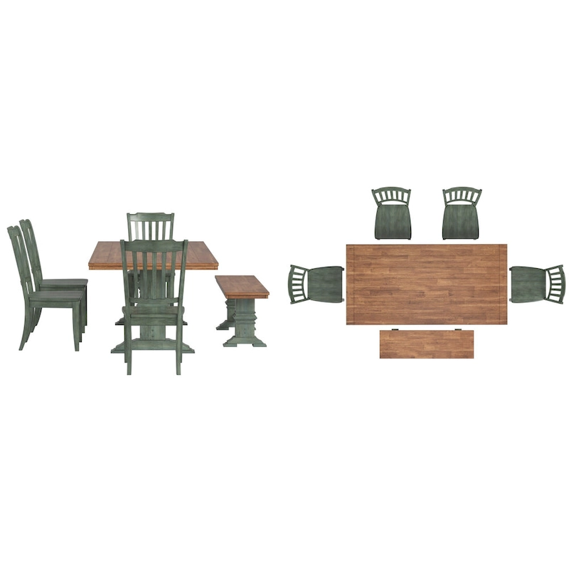 Ronda 78 Rectangular Solid Wood Top Dining Set with Spindle Back Chairs