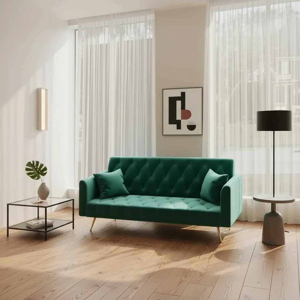 Love Seat Velvet Sofa Comfortable for Living Room Bedroom Green
