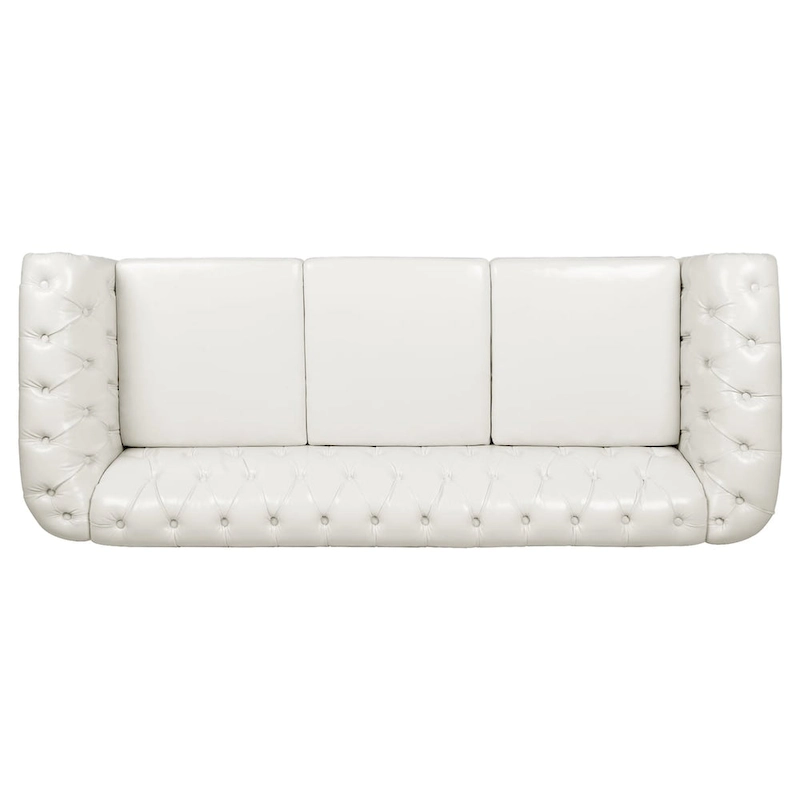 Classically Elegant 84.65 Three-Seater Rolled Arm Chesterfield Sofa in PU Leather - Sturdy Birch Legs, Soft Upholstery