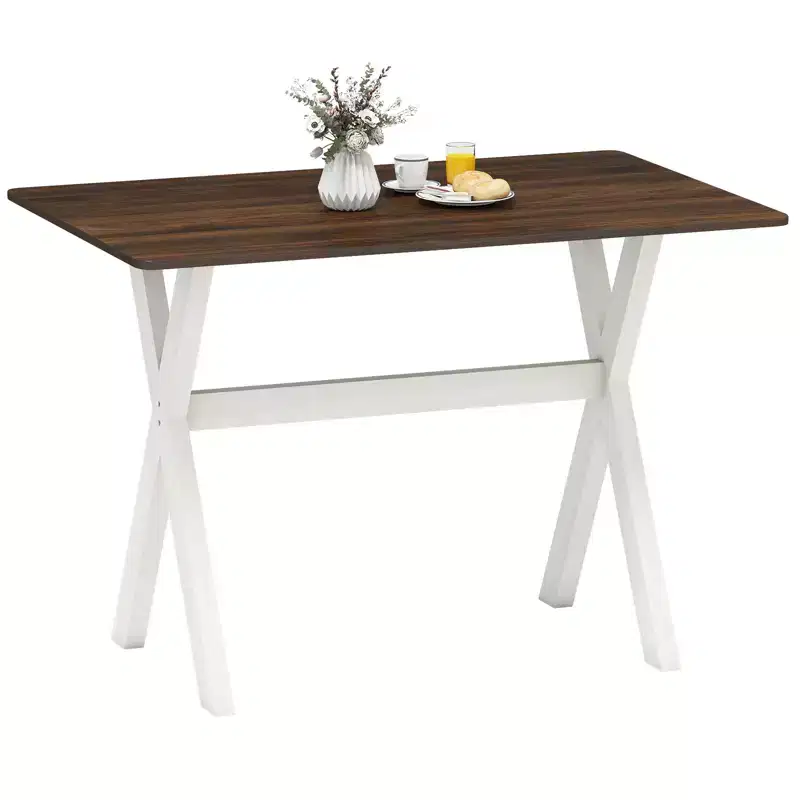 Costway Dining Table w/ X-shaped Frame Wood Grain Texture Tabletop Accent Side Table