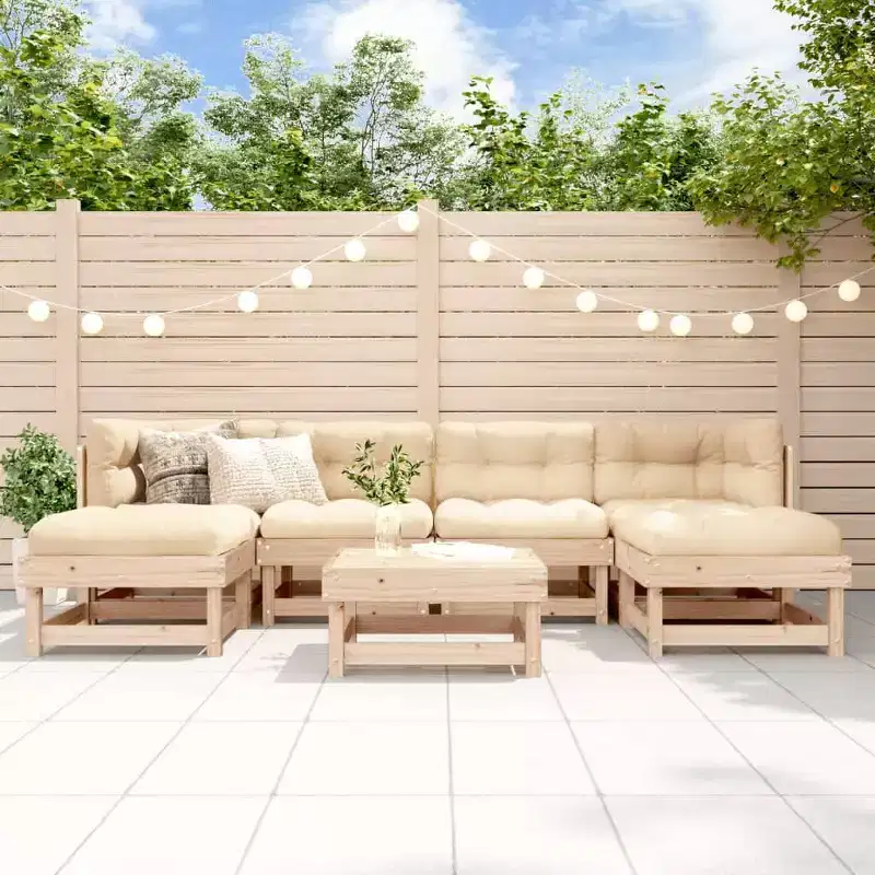 vidaXL Outdoor Lounge Set with Cushions - Rustic Solid Wood