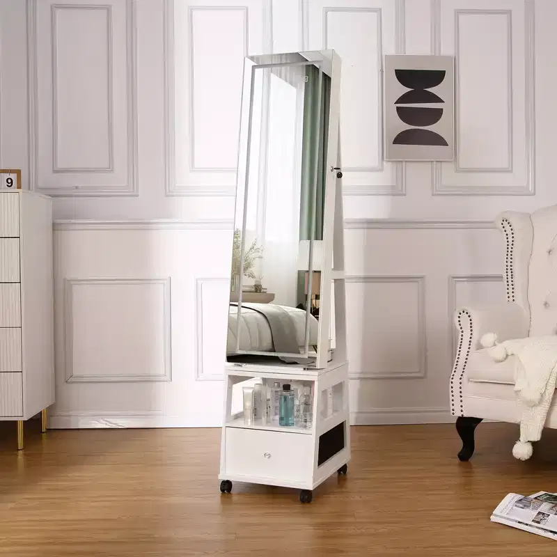 1SET MDF 360 Rotating Jewelry Cabinet with Rotating Jewelry Cabinet Feature