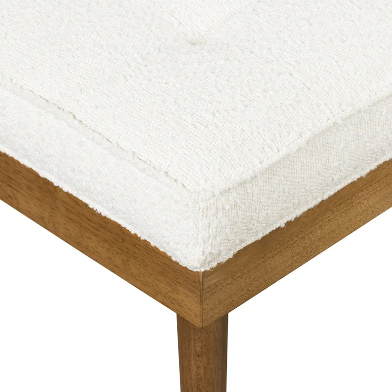 Poly & Bark Luca Fabric Bench - Tufted Seat with Solid Wood Legs