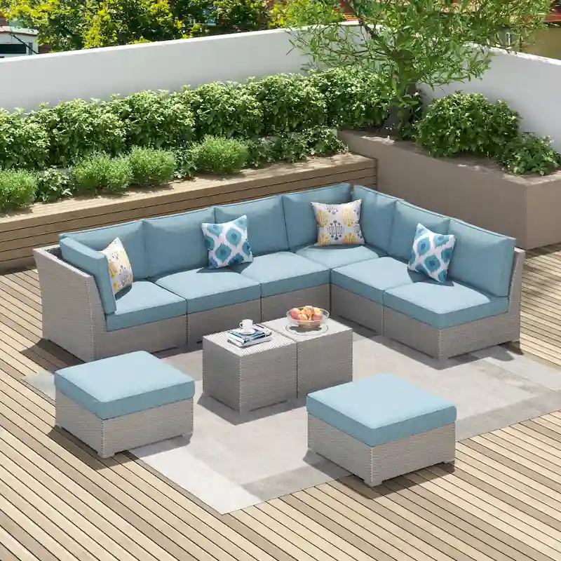 Corvus 10-piece Grey Sectional Conversation Sofa Set