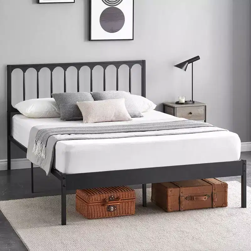 Whizmax 14 inch Bed Frame Metal Platform Mattress Foundation with Headboard, No Box Spring Needed, Easy Assembly