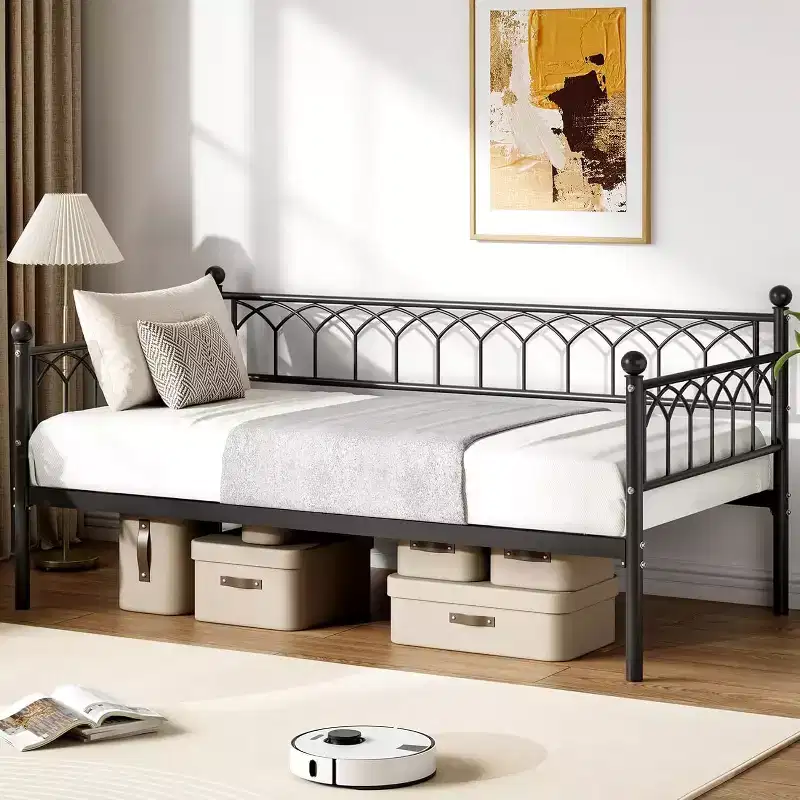 Heavy Duty Twin Size Daybed Platform Sofa Bed Frame with Charging Station