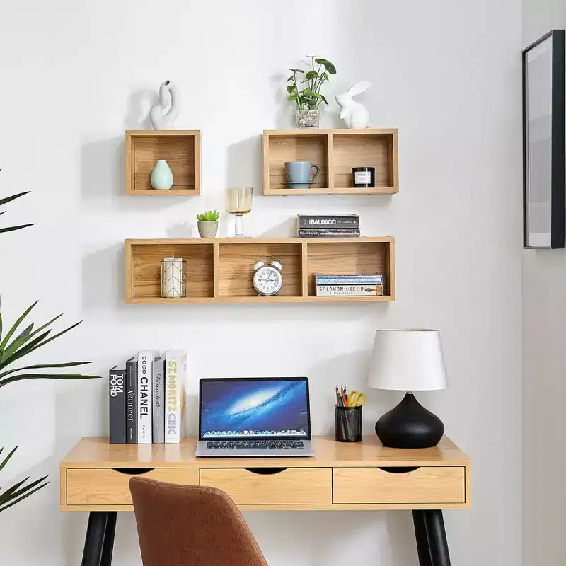 3pc Bauhaus Floating Geometric Cubby Wall Shelf Set