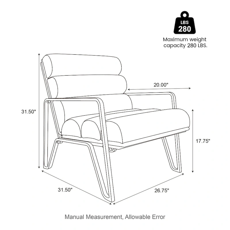 Glitzhome 26.75W Modern Comfy PU Leather Accent Chair with Metal Frame