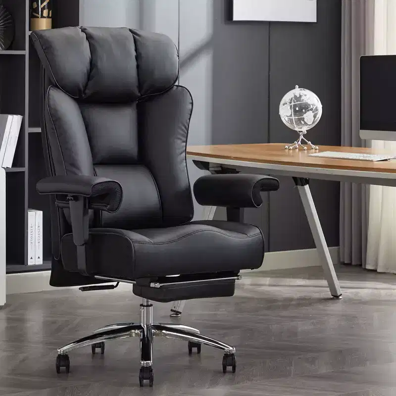 Efomao Ergonomic Office Chair 450LBS with Foot Rest, High Back PU Leather Executive Chair with Lumbar Support and Adjustable Armrests