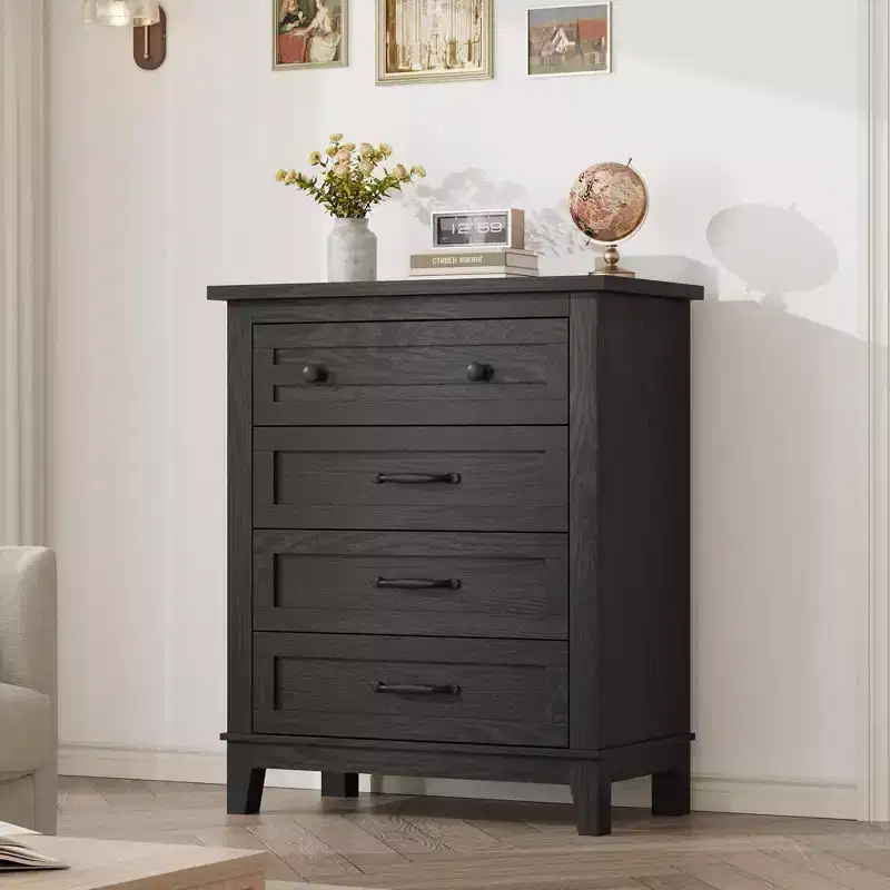 GustoWave 4 Dresser for Bedroom, 34.8 Tall Vertical Drawer Dresser with Large Storage, Freestanding Wooden Closet Chest for Bedroom, Living Room