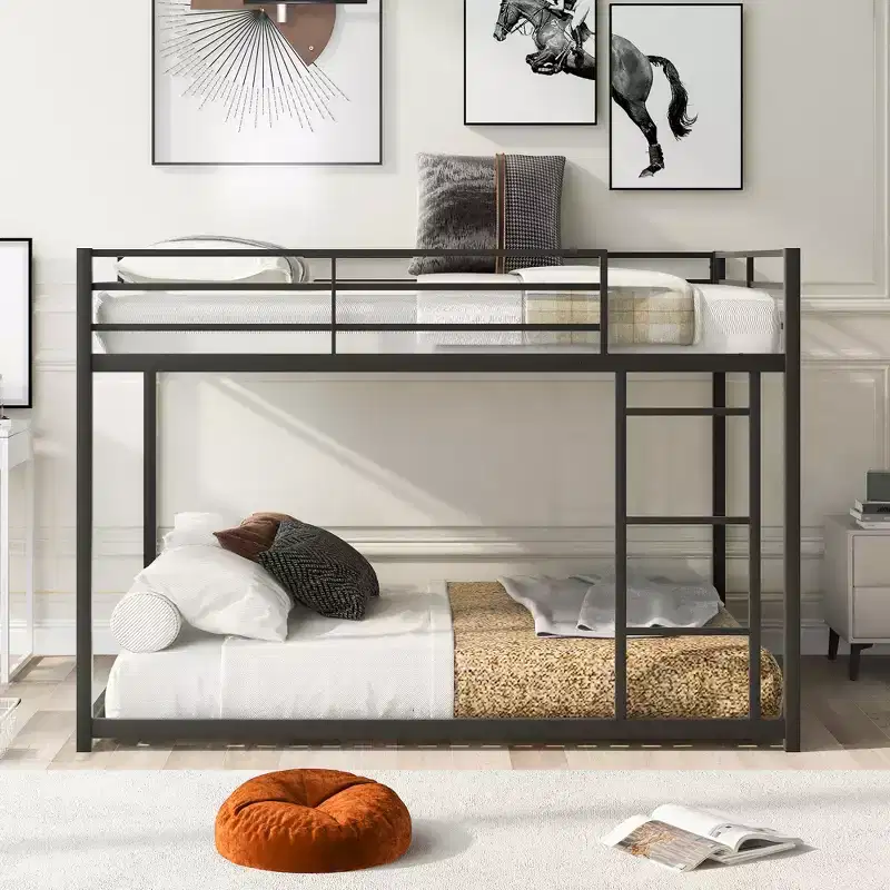 Full Size Metal Bunk Bed?With Ladder, Safety Guaranteed, Easy Assembly