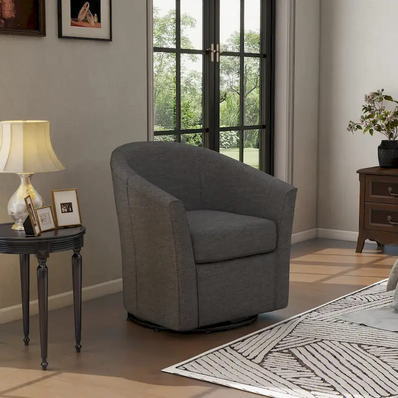 Modern Upholstered Swivel Barrel Chair Living Room Accent Chair