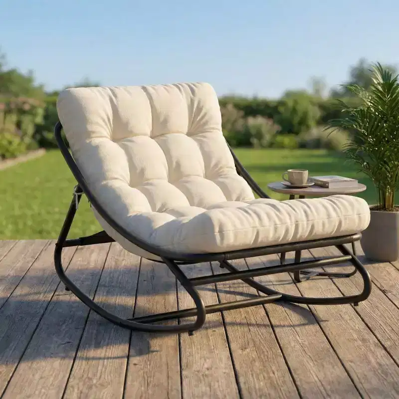 Outdoor Papasan Rocking Chair with Cushion