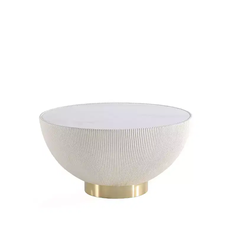 Manhattan Comfort Anderson Leatherette Upholstered Coffee Table with Faux Marble Tabletop