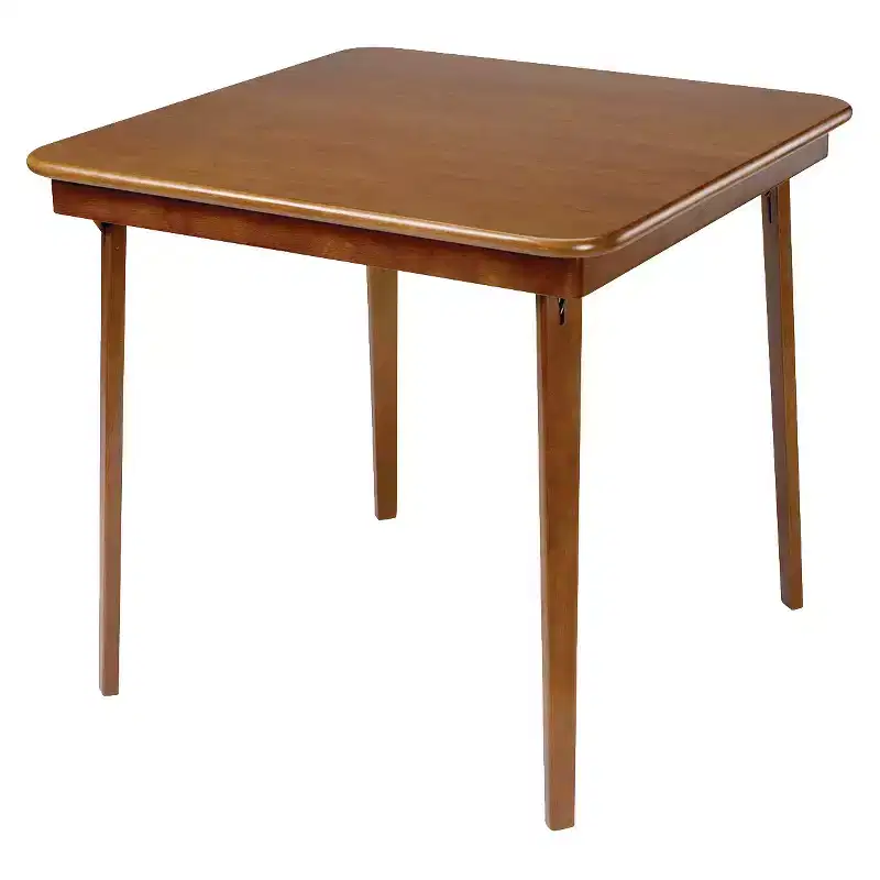 Stakmore 32" Straight Edge Solid Wood Folding Card Table Fruitwood Portable Square Table, Fully Assembled, Steel Hardware