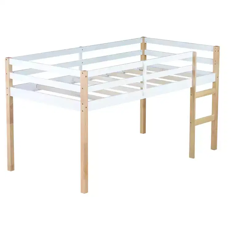 MAYEERTY King Bed Frame Soft-Close Drawers High Weight Capacity Solid Rubberwood