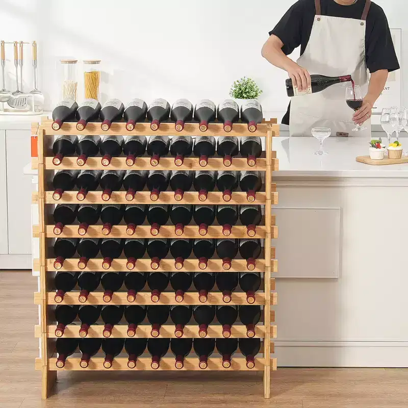 Bamboo 8-Tier Modular Wine Rack, 72-Bottle, 40.7