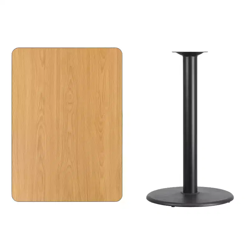 Flash Furniture 30'' x 42'' Rectangular Laminate Table Top with 24'' Round Bar Height Table Base