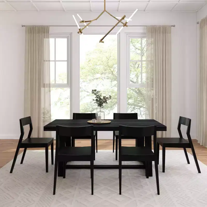 Plank+Beam 72 Classic Solid Wood Dining Table Set, Walnut Wirebrush, + 6 Chairs