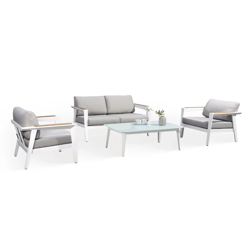 Island Retreat Newport 4-Piece Patio Furniture Conversation Set - Gray