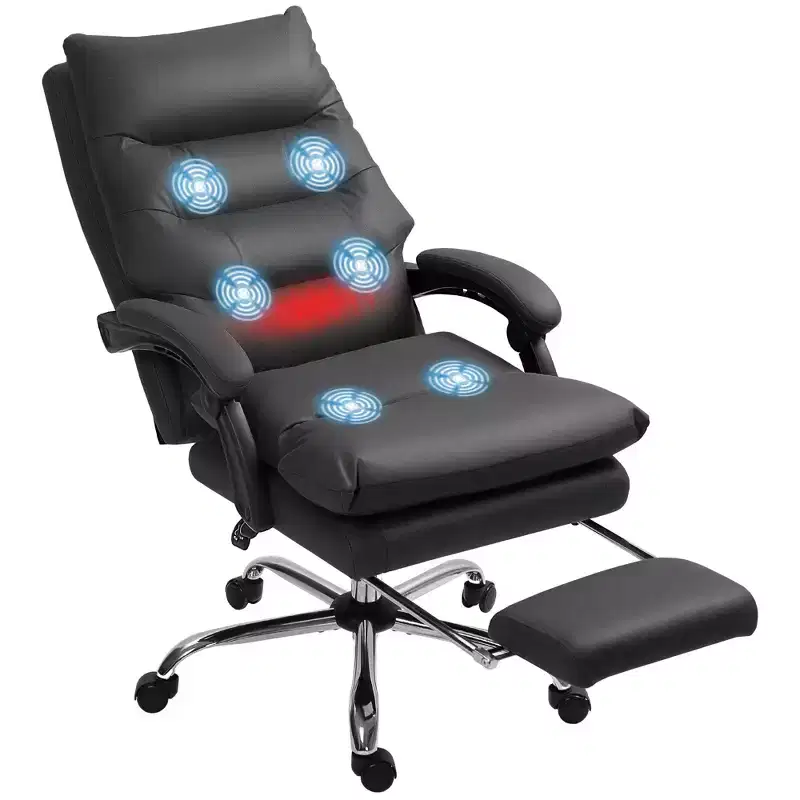 Vibration Massage Office Chair, Reclining Back, Footrest, Microfibre Comfy Computer Chair