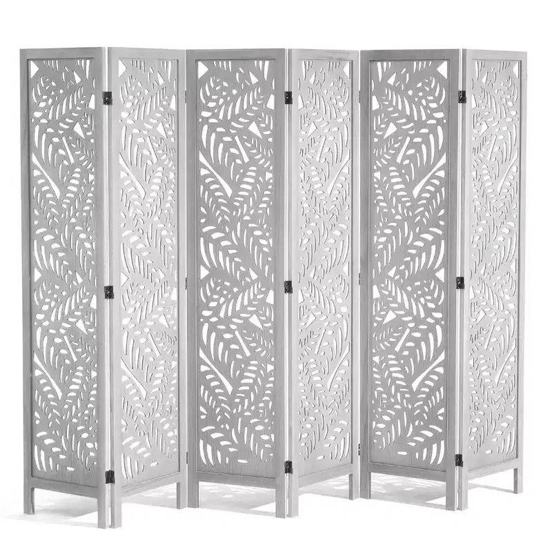 VEVOR Wood Room Divider, 6 Panel Wood Folding Privacy Screen, 66.9 Inches Tall Indoor Carved Partition Divider, Portable Decoration Screen