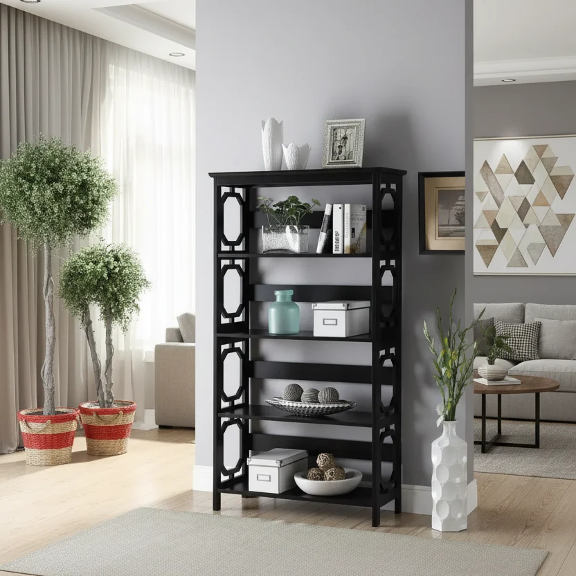 5-Tier Geometric Bookcase, 60 Inch