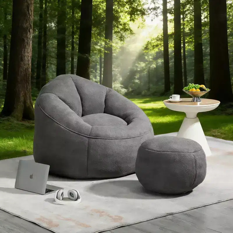 Bean Bag Sofa Chair with High Pressure Foam and Footrest