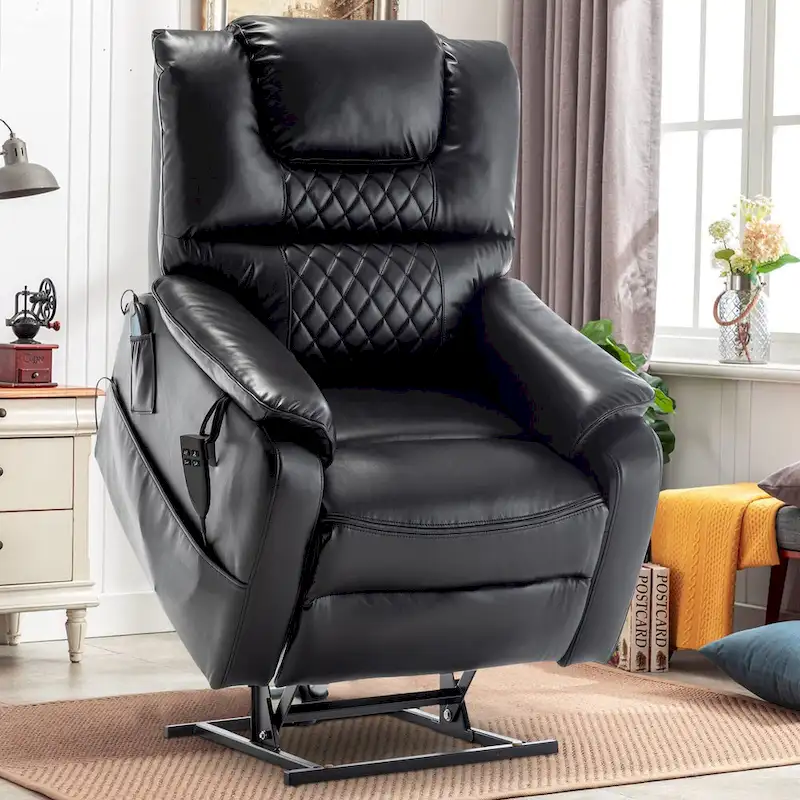 35.5W Dual Electric Power Lift Recliner,Massage&Heat,180 degrees