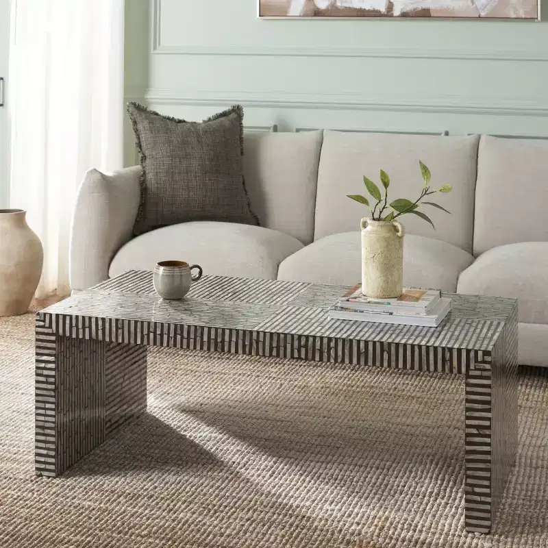 Hamza Rectangle Coffee Table - COF1805A - Silver/Black - Safavieh