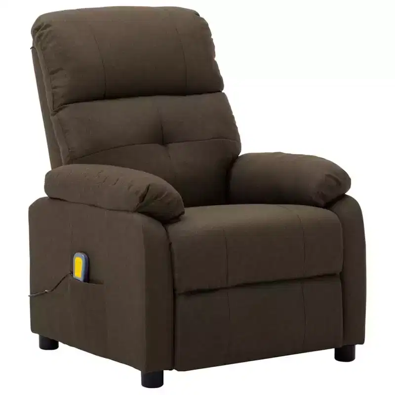 Brown / Cream / Dark Brown Fabric Massage Recliner Chair, Single Seat