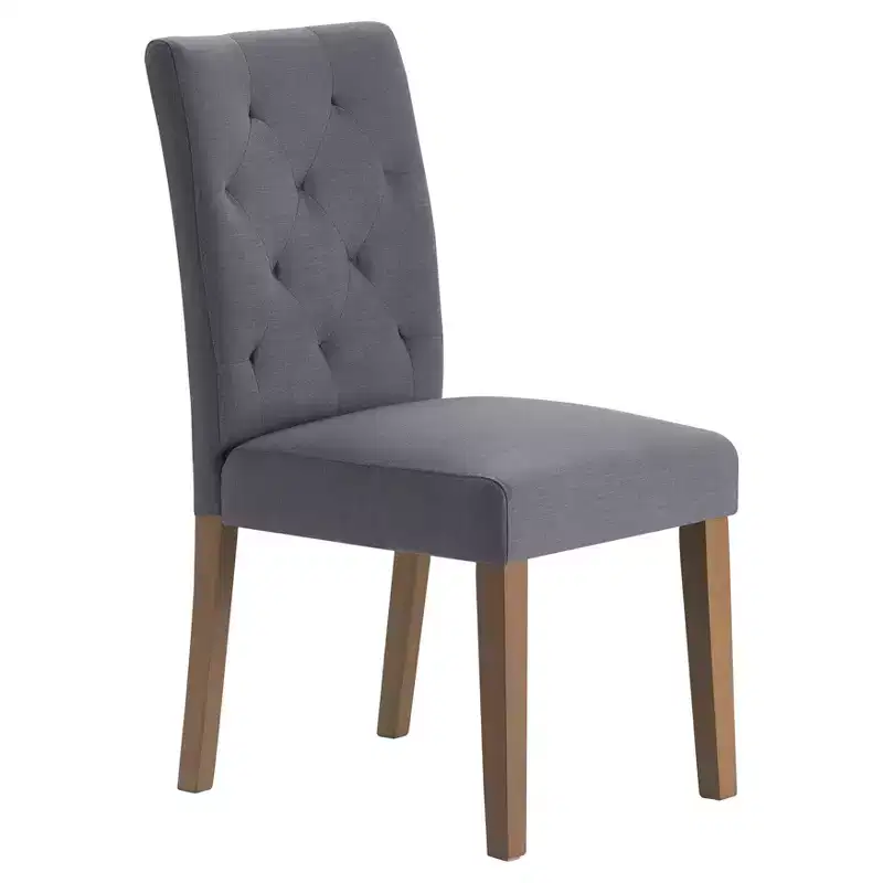 Set of 2 Westport Tufted Dining Chair Gray - Finch: Cottage Charm, Armless, Wood Legs