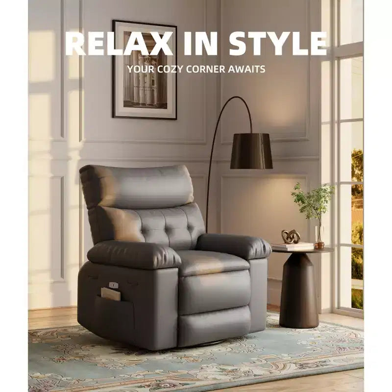 37.4 PU Leather Power Lift Recliner Chair, Adjustable Recliner, 1.5X Sponge Filling, Seat Width, Cup Holders, Ergonomic Single Sofa
