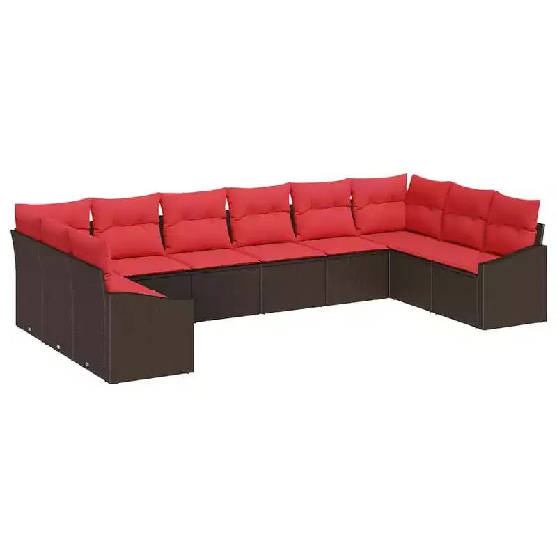 vidaXL Garden Sofa Set 10 pcs Brown Poly rattan