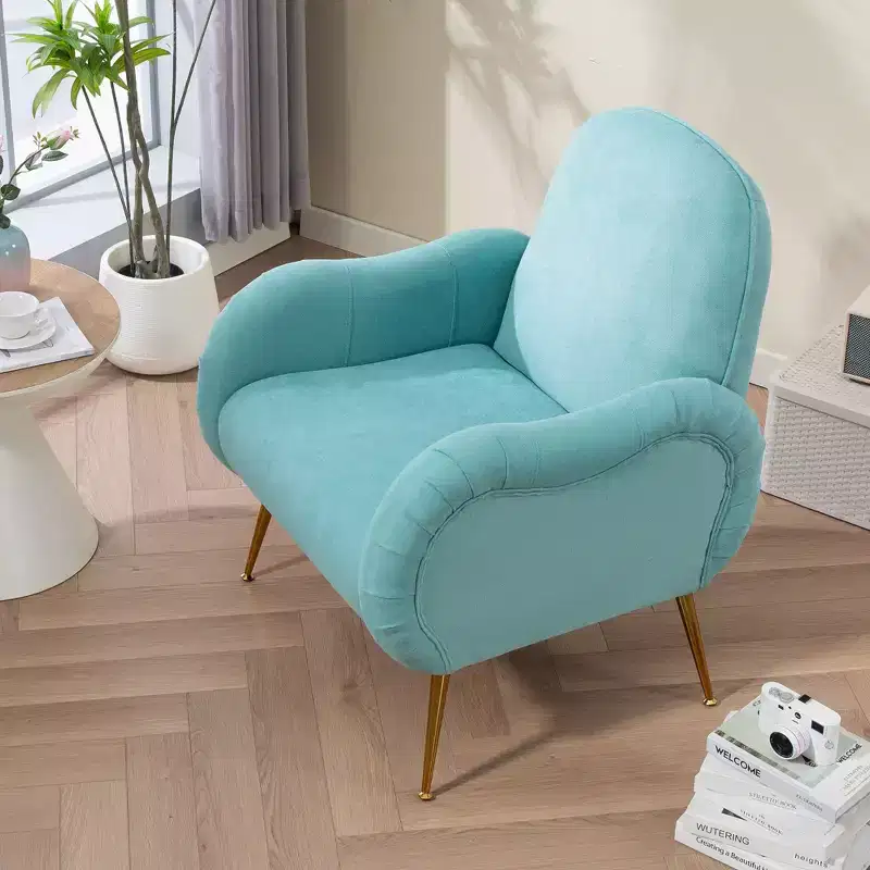 Accent Chair with Gold-Tone Metal Legs and Upholstered Seat