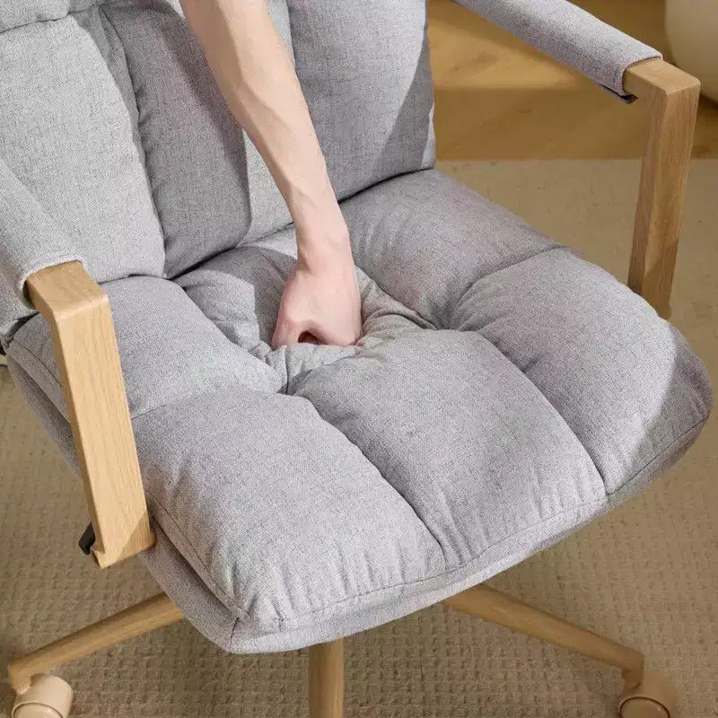 Karl Home Modern Upholstered Armchair Ergonomic Home Office Chair with Adjustable Height 360 Swivel Rolling Wheels Accent Vanity Chair
