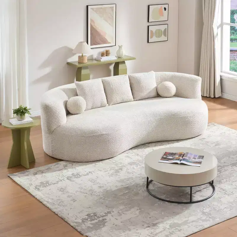 Christopher Knight Home Grazia 90'' Modern Curved Boucle Upholstered 3-Seater Sofa