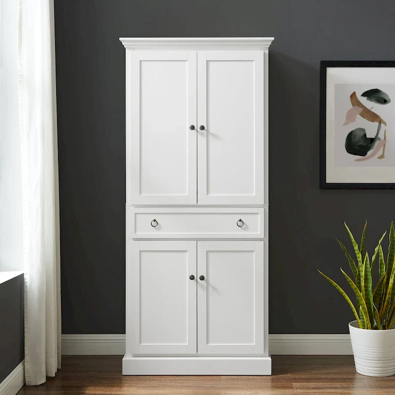Tall Freestanding Kitchen Storage Pantry Cabinet with Adjustable Shelves – Farmhouse Style