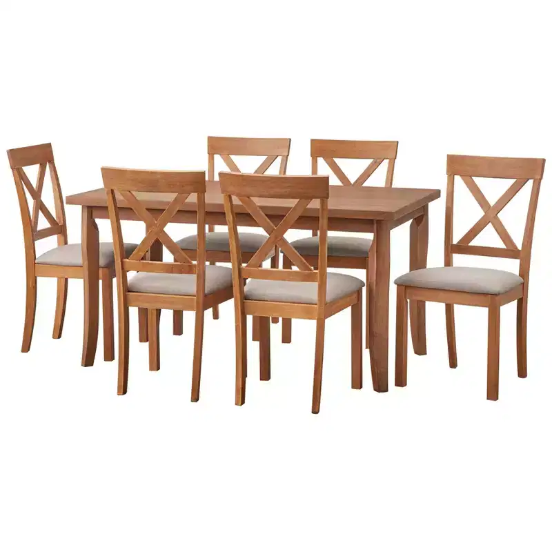 Buylateral Fairmont 7pc Modern Farmhouse Rectangular Dining Set Driftwood/Beige