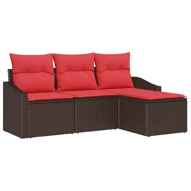 vidaXL Garden Sofa Set 4 pcs Brown Poly rattan