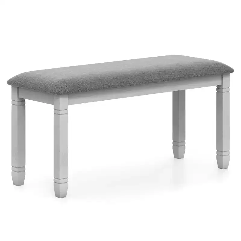 Costway Upholstered Bedroom Bench w/ Padded Seat & Solid Wood Legs for Dining Room