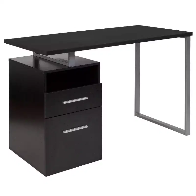 Flash Furniture Harwood Desk with Two Drawers and Metal Frame