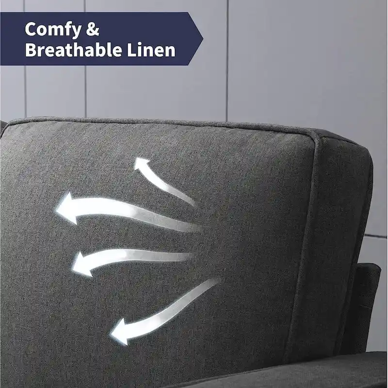 Mixoy Modern Fabric Loveseat Sofa with Armrest Pockets - N/A