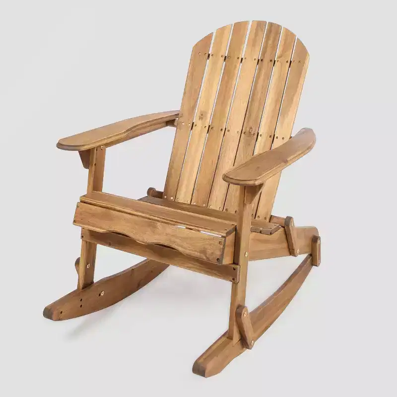 Malibu Acacia Wood Adirondack Rocking Chair - Natural - Christopher Knight Home: Weather-Resistant Patio Accent Chair