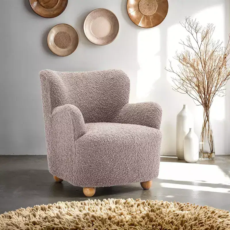 GDFStudio Suncook Modern Upholstered Accent Chair with Curved Back and Ball Feet